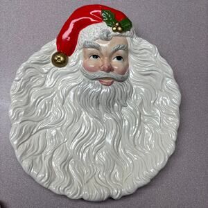 Vintage OCI 1993 Santa Ceramic Serving Platter Holiday Plate